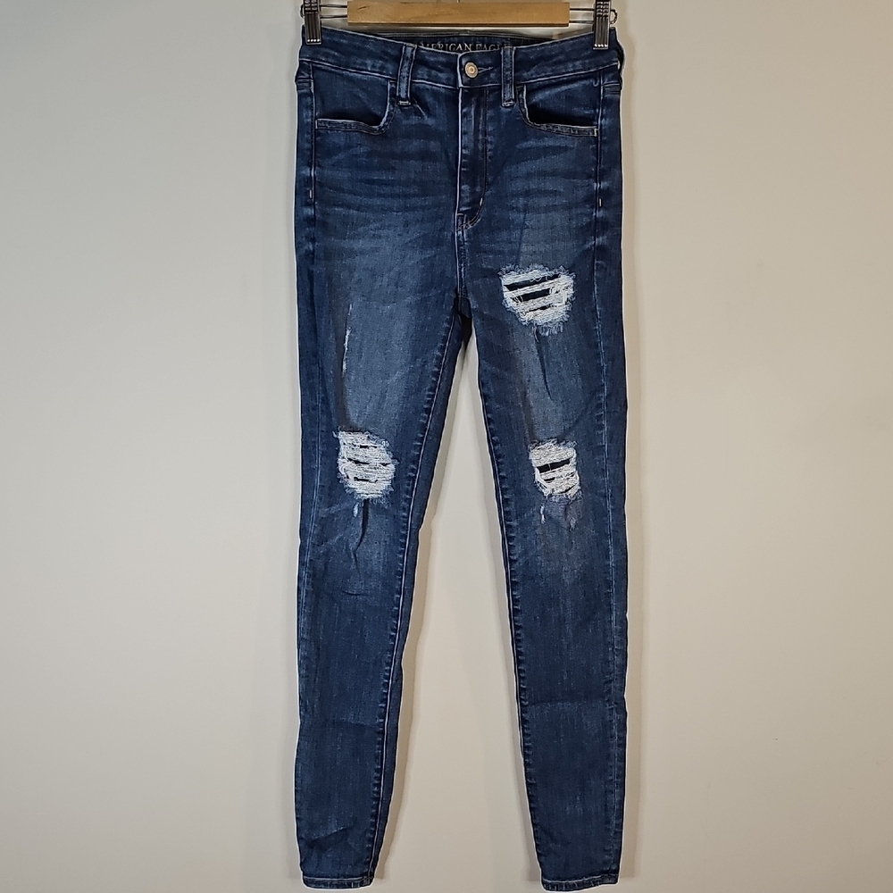 American Eagle Super Stretch Suze 4 High Rise Distressed Skinny Jeggings